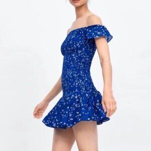 ZARA "The Rose Dress" - Blue Floral Print - Size Medium